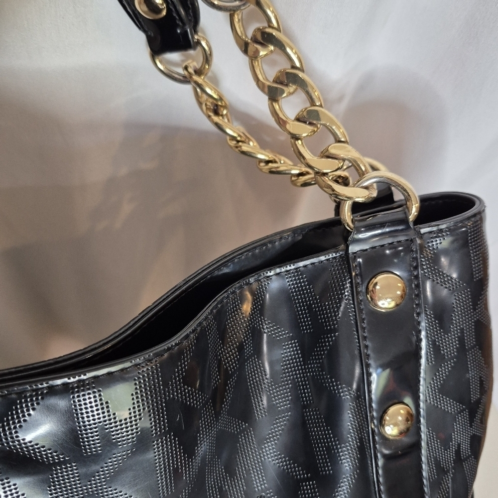 Michael Kors Delancy Studded Logo Mirror Metallic Tote PLUS Wallet - Picture 6 of 16